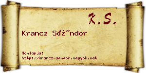Krancz Sándor névjegykártya