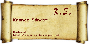 Krancz Sándor névjegykártya